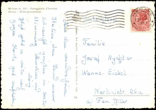 Cartolina Meran Merano Winterpromenade 1957