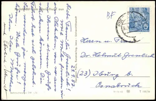 Ansichtskarte Rudolstadt Totale - Fotokarte 1956