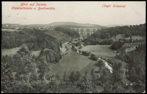 Jocketa Pöhl  Elstertalbrücke Barthmühle 1923   frankiert Inflations-Überdruck