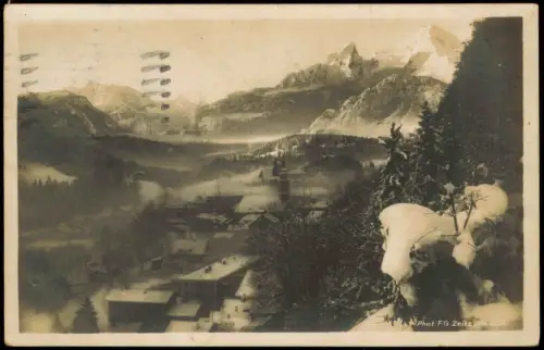 Berchtesgaden Panorama-Ansicht Stimmungsbild "Winter-Morgen" i.d. Alpen 1928
