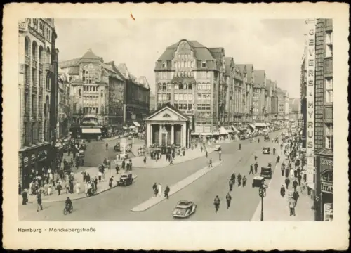 Ansichtskarte Altstadt-Hamburg Mönckebergstraße belebt 1950