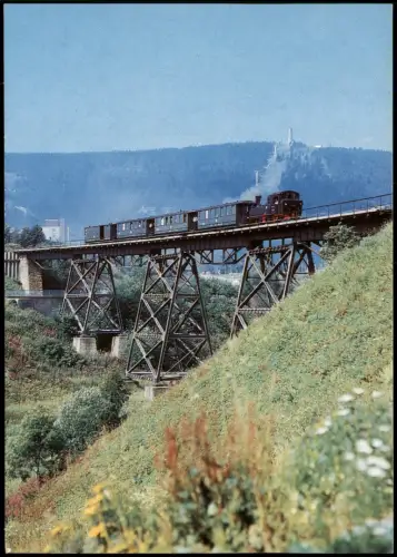 Dampflokomotive Stahlviadukt Schmalspurbahn Hüttenbachtal Oberwiesenthal 1990