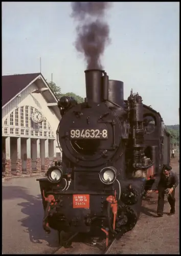 Binz (Rügen) Dampflokomotive i Bahnhof Schmalspurbahn Putbus-Göhren 1989