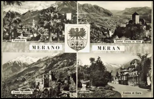 Cartolina Meran Merano 4 Bild Panorama Schloß Kurhaus 1963  Südtirol