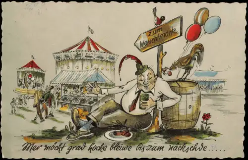 Ansichtskarte Bad Dürkheim Scherzkarte Worschtmarkt 1958