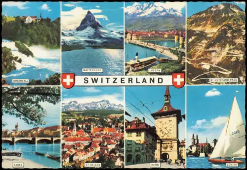 Ansichtskarte .Schweiz MB: Luzern Matterhorn Rheinfall uvm 1959
