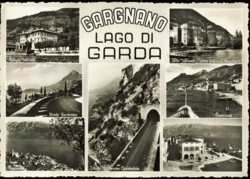 Cartolina Gargnano Villen, Stadt, Gardasee - Fotokarte 1958