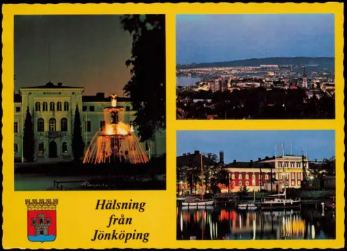 Postcard Jönköping 3 Bild Ansichten Nacht u. Dämmerung 1981