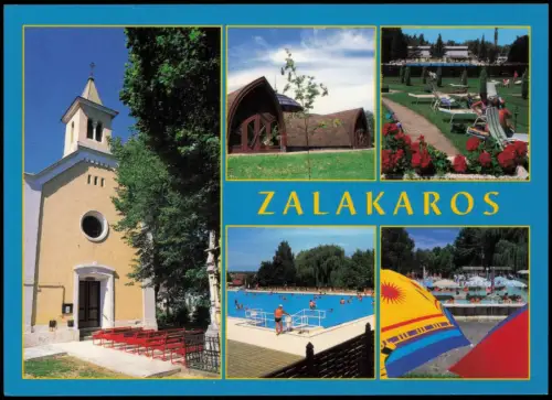 Postcard Zalakaros Mehrbild Kirche Schwimmbad 1991