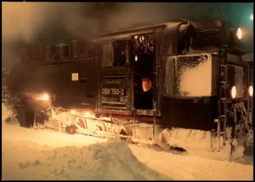 Dampflokomotive Schmalspurbahn Cranzahl-Oberwiesenthal im Bahnhof 1996