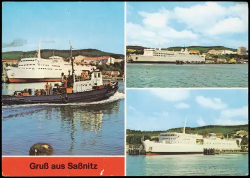 Sassnitz Schwedenfähre  Eisenbahnfährschiff "Rügen" Fährschiff "Svealand" 1979