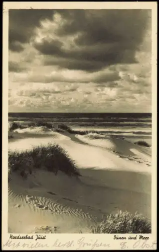 Ansichtskarte Juist Strand Dünen Stimmungsbild 1951
