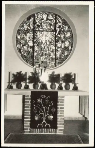 Wüsting-Hude (Oldenburg) Heilig Geist Kapelle - Fenster und Altar 1956