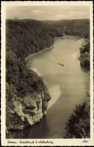 Ansichtskarte Weltenburg-Kelheim Donau Durchbruch b. Weltenburg 1955