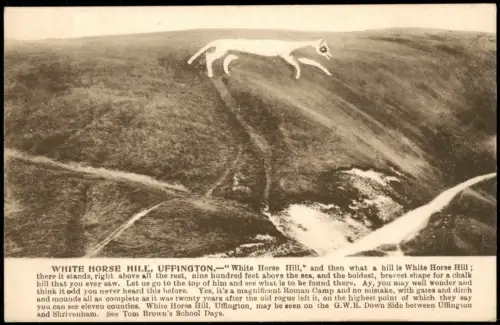 Postcard Uffington (Oxfordshire) White Horse Hill Undivided Back GWR 1920