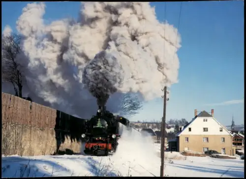 Ansichtskarte Oberwiesenthal Fichtelbergbahn bei der Ausfahrt  Bahnhof   1997