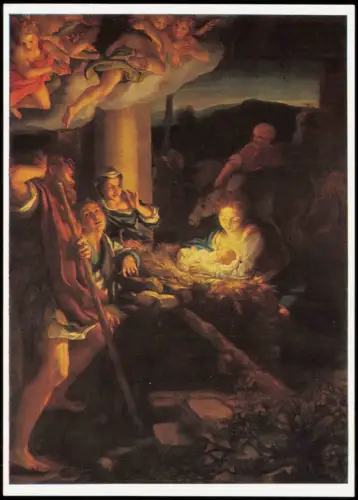 DDR Künstlerkarte Gemälde: CORREGGIO (um 1489-1534) Die Heilige Nacht 1980