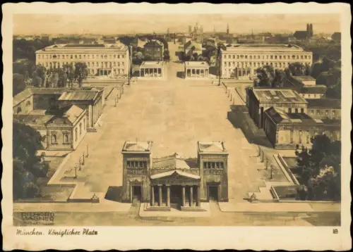 Ansichtskarte München Blick über den Königlichen Platz - Fernsicht 1941