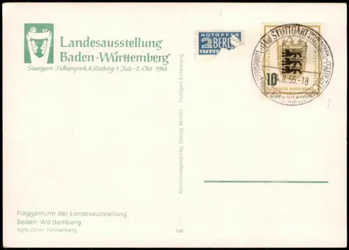 Ansichtskarte Stuttgart Landesausstellung Killesberg 1955  Sonderstempel