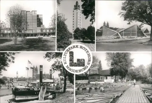 Werder-Magdeburg Rotehornpark:  Gaststättenschiff, Bootsanlegestelle 1970