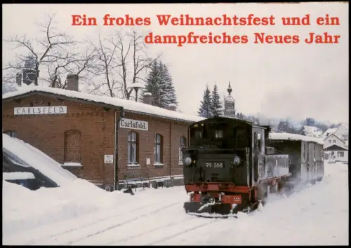 Carlsfeld-Eibenstock Schmalspurbahn Bahnhof Carlsfeld Lok 99 568 Weihnachten Neujahr 2004