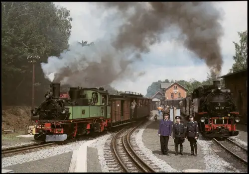 Bertsdorf-Bertsdorf-Hörnitz Zittauer Schmalspurbahn bei Doppelausfahrt in Bertsdorf 2006