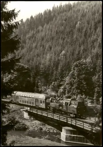 Ansichtskarte  Dampflokomotive Baureihe 83 1022 bei Zirkel im Schwarzatal 1980