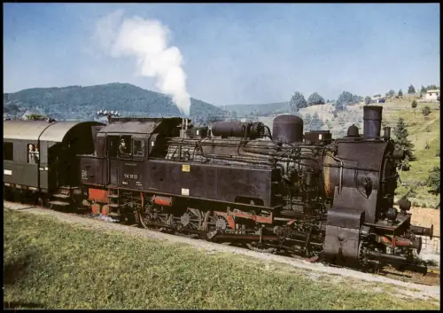 Ansichtskarte .Thüringen Dampflok 94 1810 mit Personenzug Suhl-Neundorf 1969