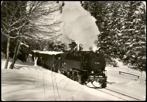 Ansichtskarte  Harzquerbahn im Winter. Eisenbahn 1981   Benneckenstein (Harz)