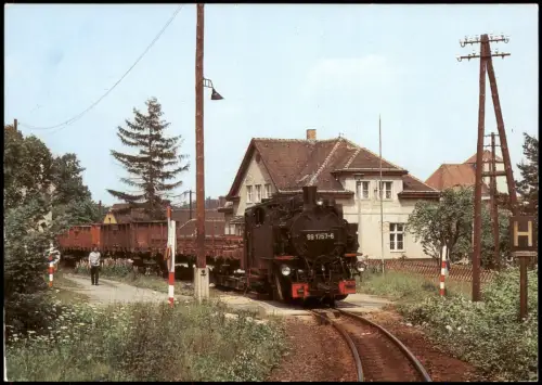 Ansichtskarte Olbersdorf Schmalspurbahn Zittau-Oybin, Bahnhof 1990