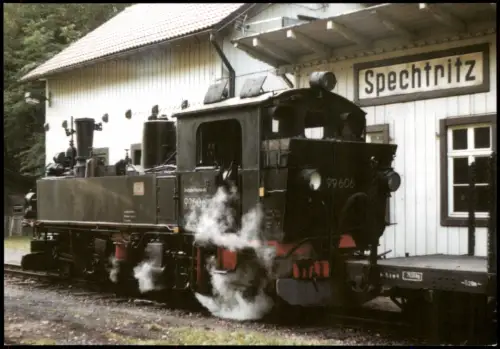 .Sachsen Dampflok 99 1606 im Haltepunkt Spechtritz, Weißeritztalbahn 2001