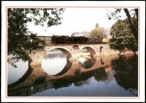Dippoldiswalde Gewölbebrücke über die Talsperre Malter mit Dampfzug 1989