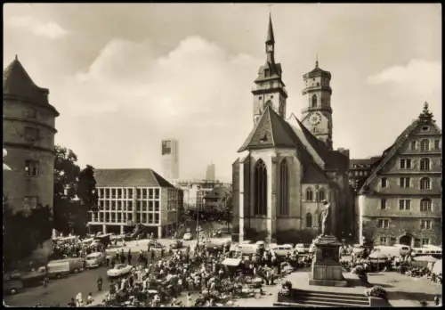 Ansichtskarte Stuttgart Schillerplatz VW Bulli - Markttreiben 1969