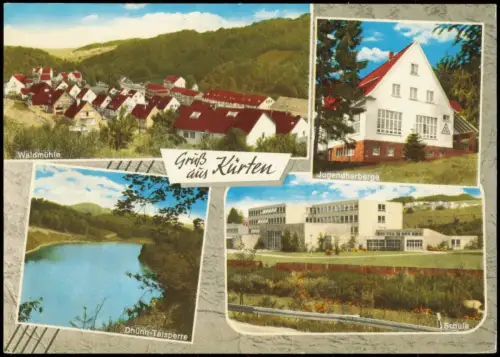 Ansichtskarte Kürten 4 Bild Waldmühle Jugendherberge Schule 1975
