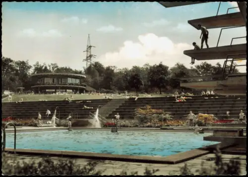 Ansichtskarte Saarbrücken Schwarzenberg-Bad, Sprungturm 1963