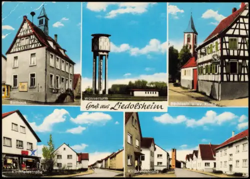 Ansichtskarte Liedolsheim-Dettenheim Wasserturm Straßen SPAR-Markt 1971