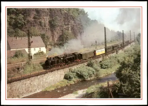 Hainsberg Freital Ortsdurchfahrt Hainsberg Dampfzug der Weißeritztalbahn 1989