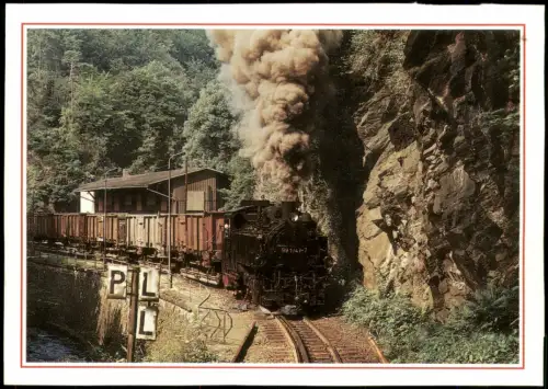 Ansichtskarte Rabenau Dampflokomotive am Bahnhof Rabenau 1989