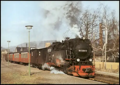 Ansichtskarte Niedersachswerfen Harzquerbahn Dampflokomotive Typ 99 7236-5 1989