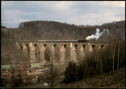 Ansichtskarte Hetzdorf-Flöha (Sachsen) Hetzdorfer Viadukt mit Dampfzug 1992
