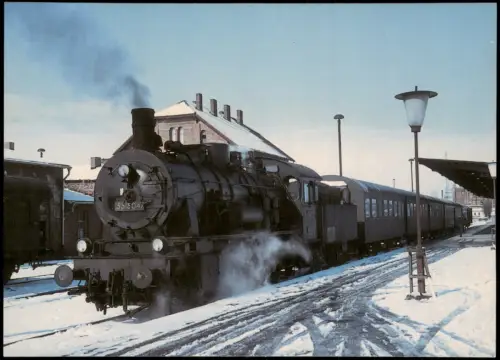 Ansichtskarte Halberstadt Dampflokomotive DR BR 55 5025 am Bahnhof 1970
