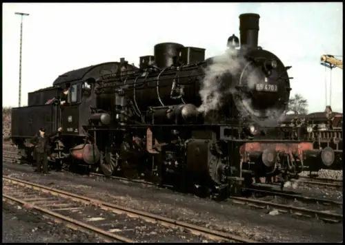 Ansichtskarte Moers Dampflokomotive 55 4703 Güterbahnhof 1967