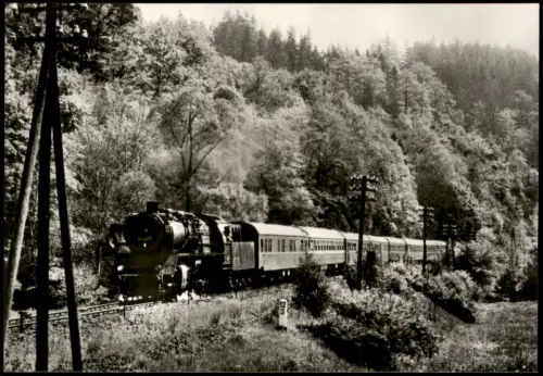 Neumühle (Elster) Dampflokomotive Karlex der BR 50 im Elstertal 1964/1985