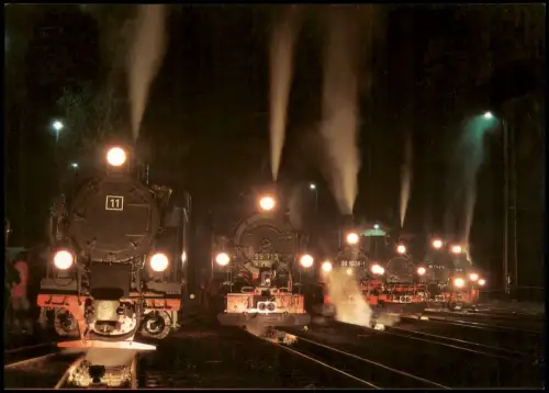 Ansichtskarte Radebeul Dampflokomotive Lokomotivparade bei Nacht 2005