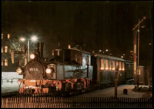 Geyer Denkmal der Verkehrsgeschichte Dampflokomotive bei Nacht 1997