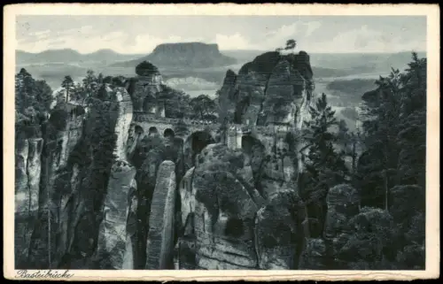 Rathen Felsbrücke Sandsteinformationen Basteibrücke - Sächsische Schweiz 1928
