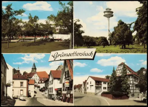 Ansichtskarte Grünwettersbach-Karlsruhe 4 Bild Fernsehturm Straßen 1971