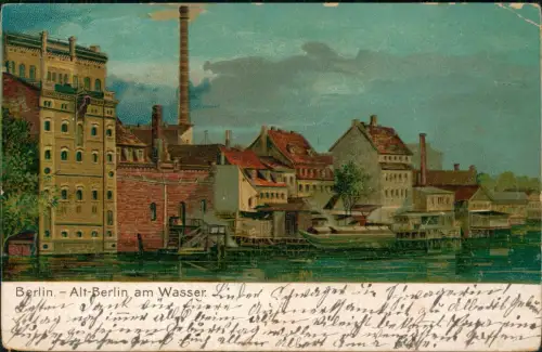 Ansichtskarte Berlin Alt am Wasser, Fabrikanlage 1904