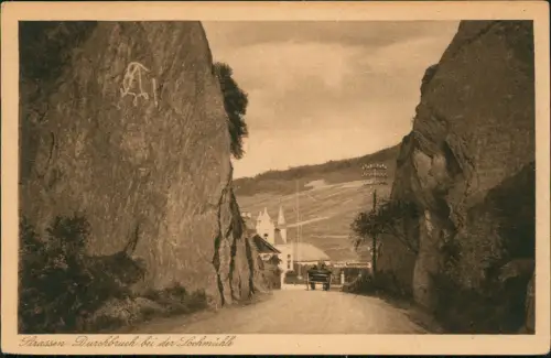 Ansichtskarte Mayschoß Straßendurchbruch bei der Lochmühle 1928