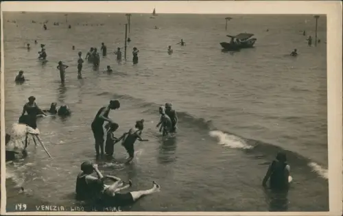 Cartolina Lido di Venezia-Venedig Venezia Strandleben Fotokarte 1928